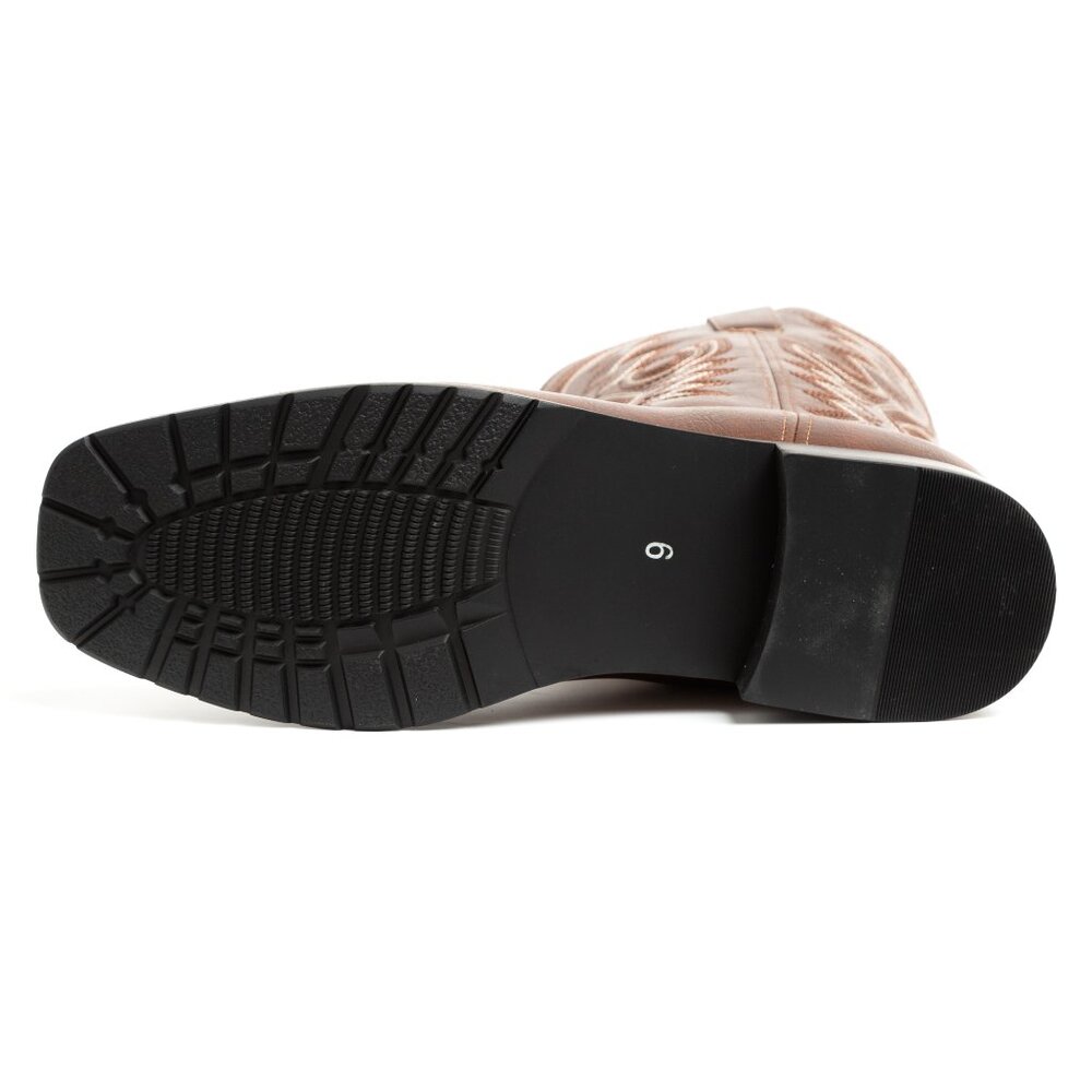 Dark Brown Men's Cowboy Western Embroidered Square Toe Boots - Picture 7 of 7